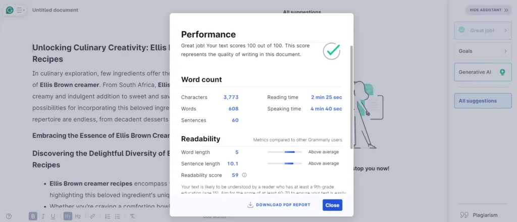 Grammarly performance