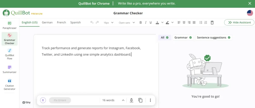 Qillbote grammar checker