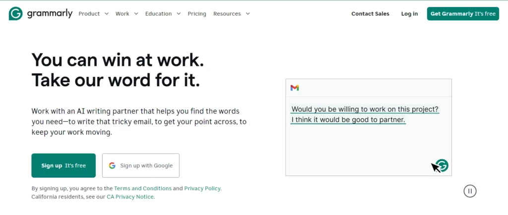 grammarly home page